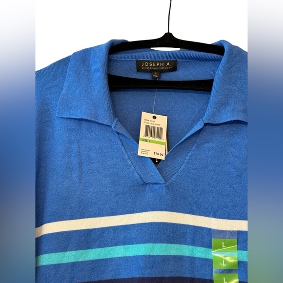 Joseph A Stripped Sweater with Collar L - Picture 3 of 8